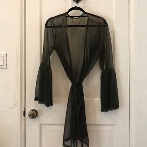 Nasty gal green and gold metallic kimono